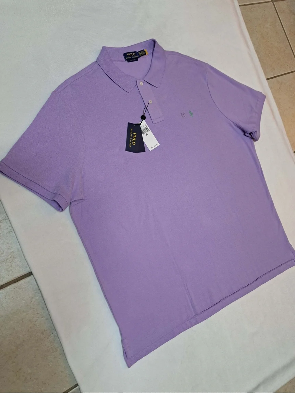 Polo Ralph Lauren Mesh Polo Shirt XXL Classic Fit Purple w/Mint Green Pony